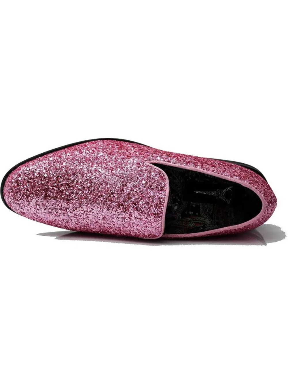 Men's Pink Vintage Glitter Loafers Slip On Tuxedo Dress Party Classic Shoes